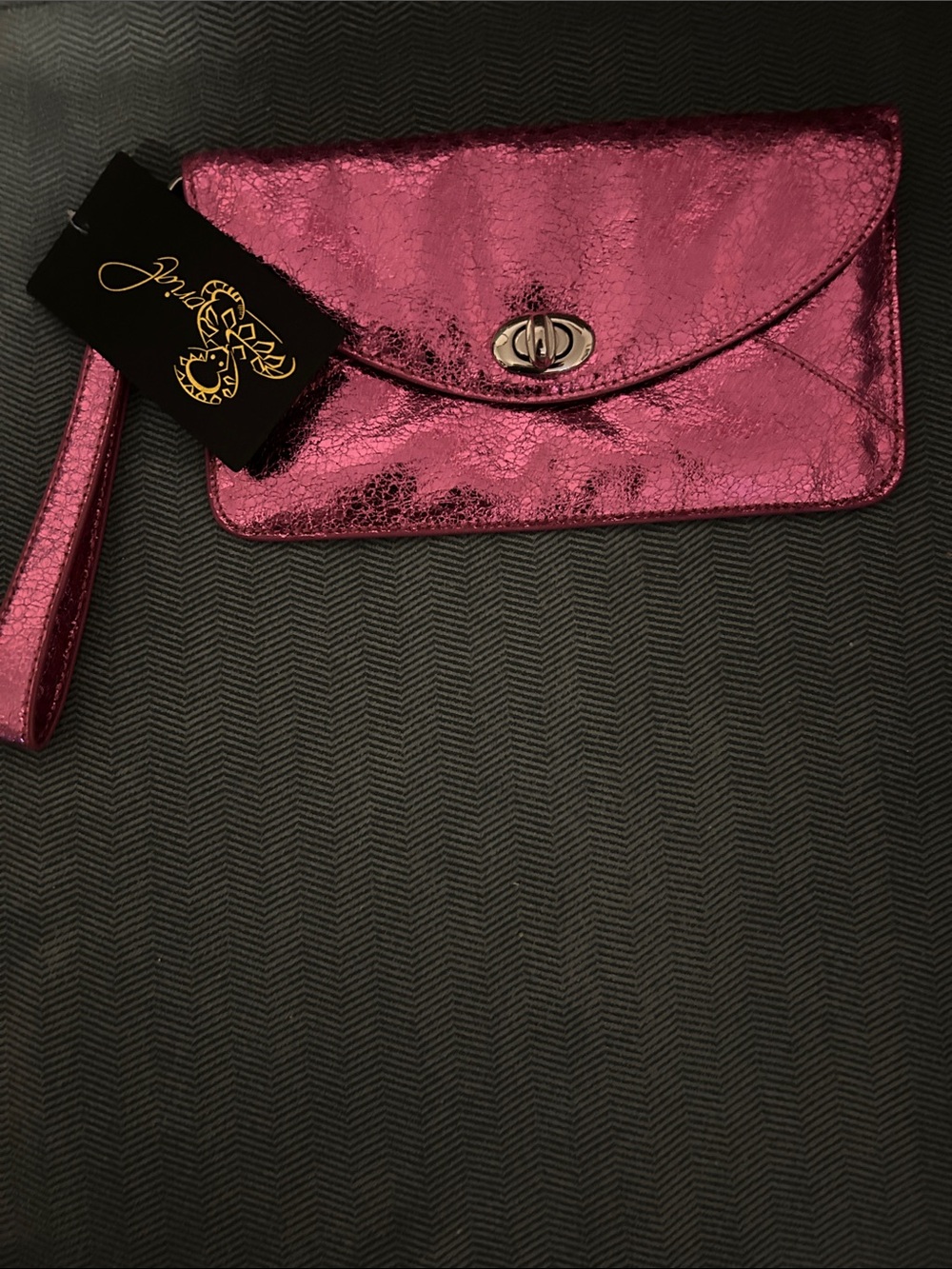 Sorial Metallic Fuchsia Wristlet Clutch NWT 100% vegan